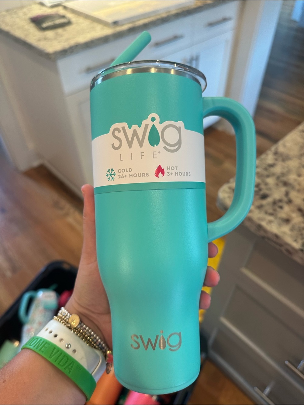 Swig Life Turquoise Insulated Travel Mug with Handle